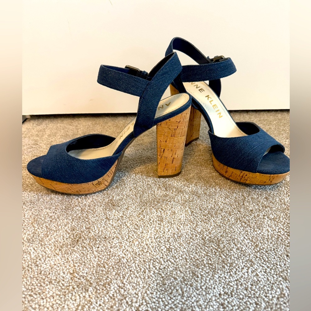 Anne Klein Women's Navy Denim Platform Sandals